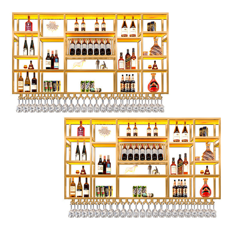 Pastelera de vino de metal Rack de soporte de vino montado en la pared de estilo moderno con estante