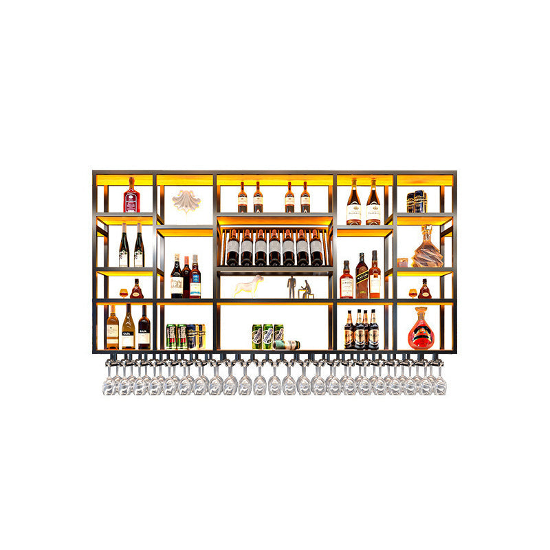 Pastelera de vino de metal Rack de soporte de vino montado en la pared de estilo moderno con estante