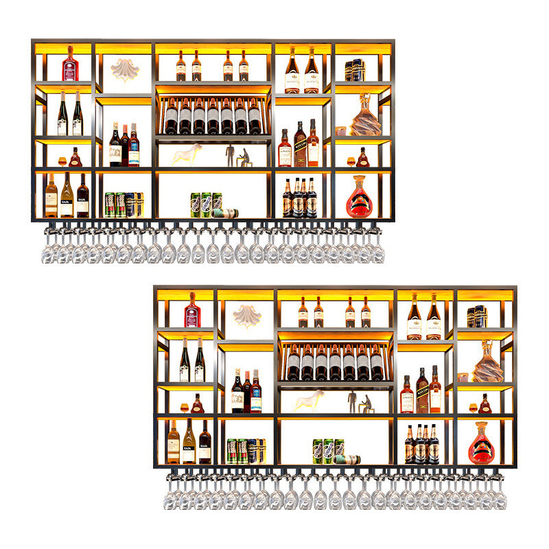 Metal Wine Rack Modern Style Wall Mounted Wine Holder Rack with Shelf