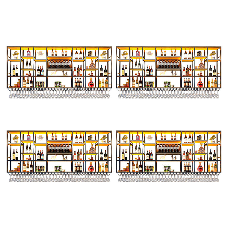 Metal Wine Rack Modern Style Wall Mounted Wine Holder Rack with Shelf