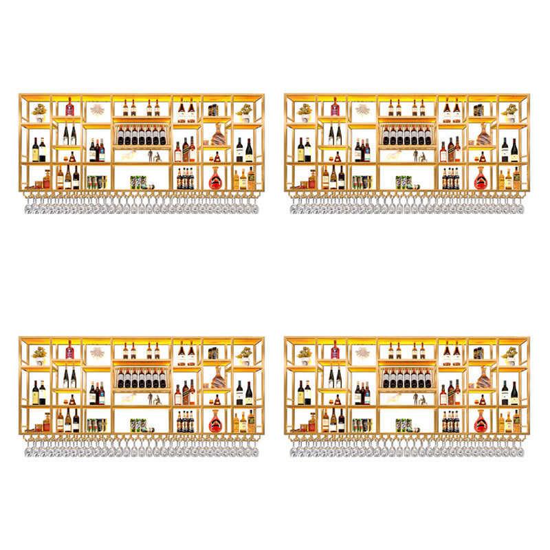 Metal Wine Rack Modern Style Wall Mounted Wine Holder Rack with Shelf