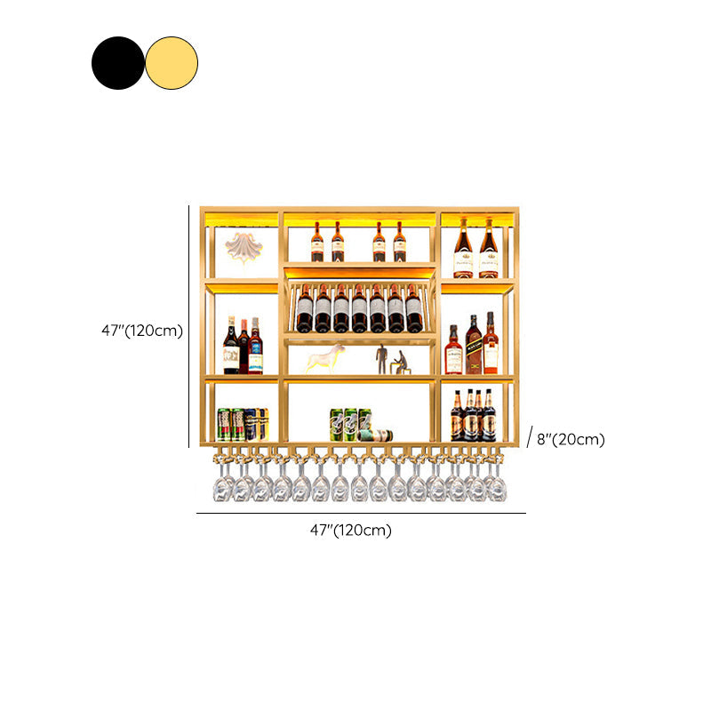 Metal Wine Rack Modern Style Wall Mounted Wine Holder Rack with Shelf