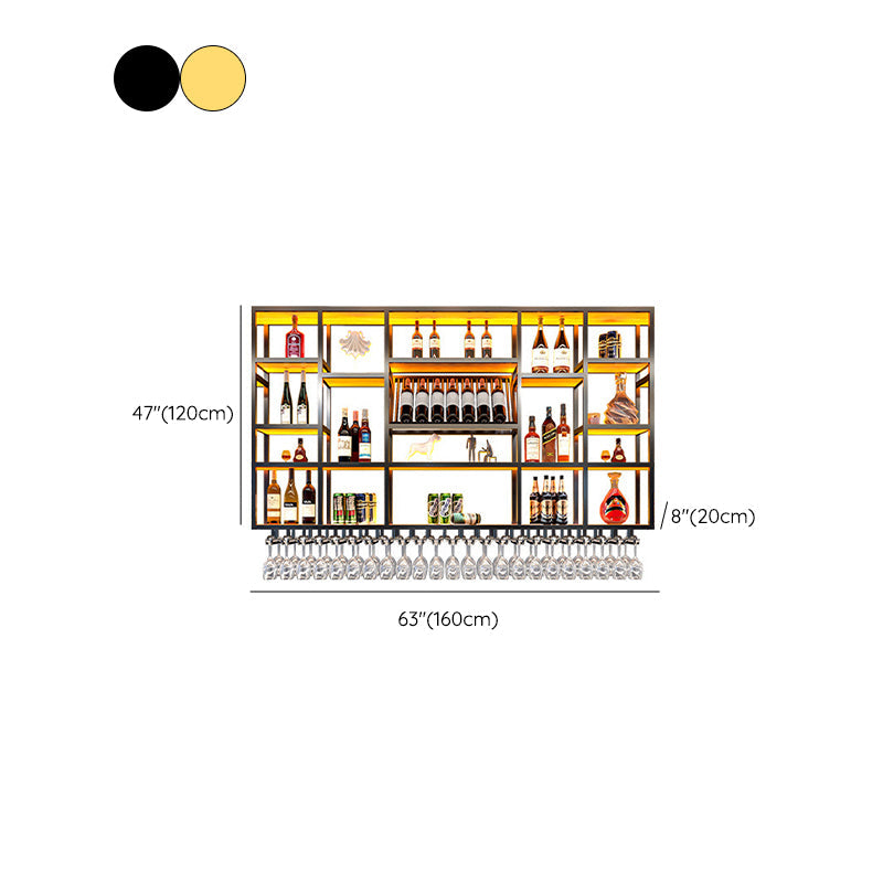 Pastelera de vino de metal Rack de soporte de vino montado en la pared de estilo moderno con estante