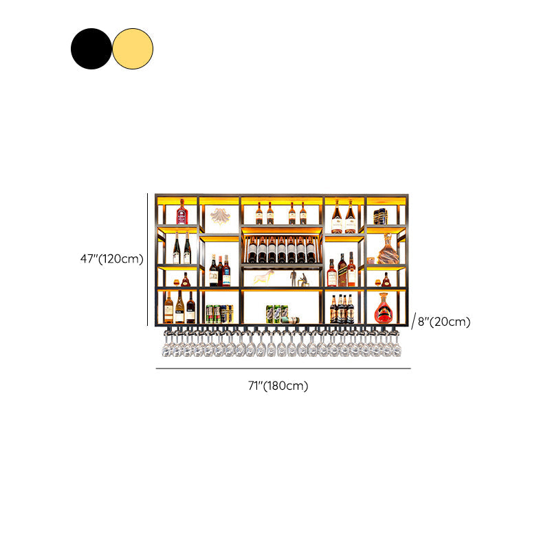 Metal Wine Rack Modern Style Wall Mounted Wine Holder Rack with Shelf