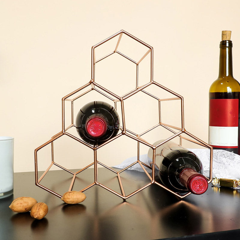 Glam Countertop Wine Rack Metal Wine Bottle Rack for Living Room