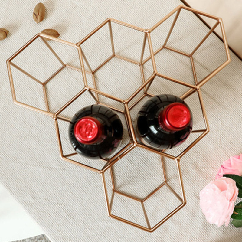 Glam Countertop Wine Rack Metal Wine Bottle Rack for Living Room