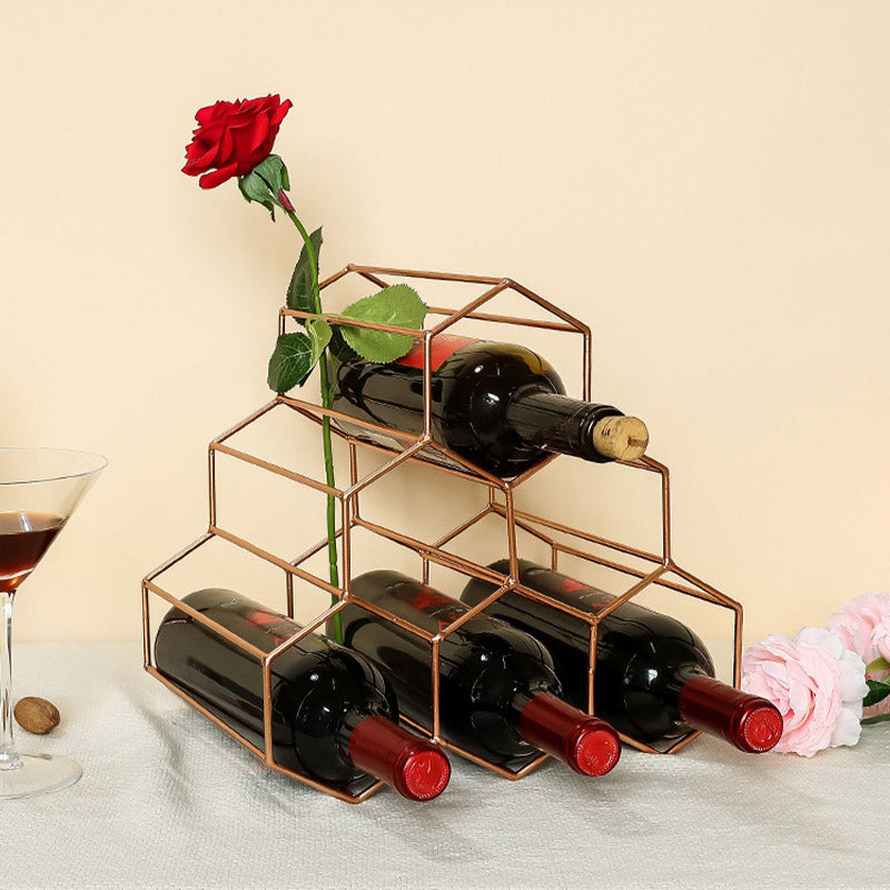 Glam Countertop Wine Rack Metal Wine Bottle Rack for Living Room