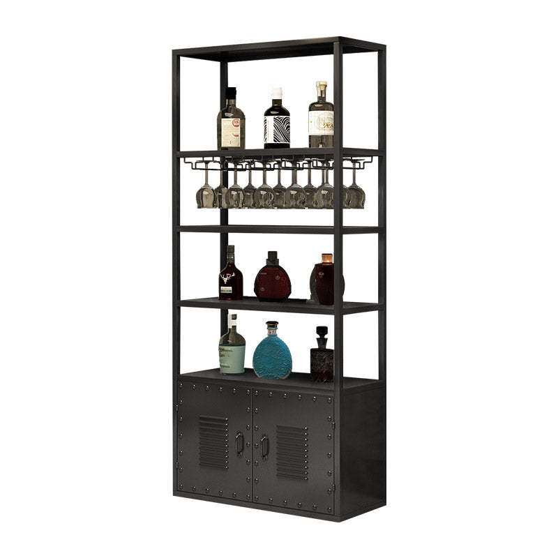 Modern Floor Wine Rack Metal Wine Bottle & Glass Rack for Dining Room