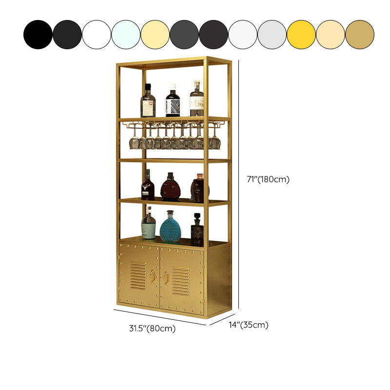 Modern Floor Wine Rack Metal Wine Bottle & Glass Rack for Dining Room