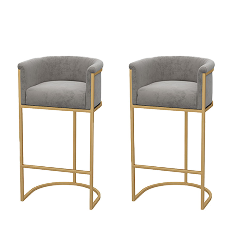 Upholstered Dining Stools Low Back Bar Stools with Metal Base Gray 2 Piece Set Clearhalo 'Bar Furniture' 'Bar Stools' 'bar_stools' 'furn' 'furn_bar_stools' 'Furniture' 'Kitchen & Dining Furniture' 6943270