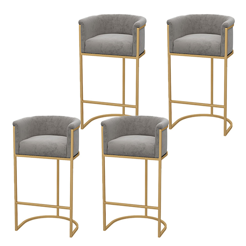Upholstered Dining Stools Low Back Bar Stools with Metal Base Gray 4 Piece Set Clearhalo 'Bar Furniture' 'Bar Stools' 'bar_stools' 'furn' 'furn_bar_stools' 'Furniture' 'Kitchen & Dining Furniture' 6943271