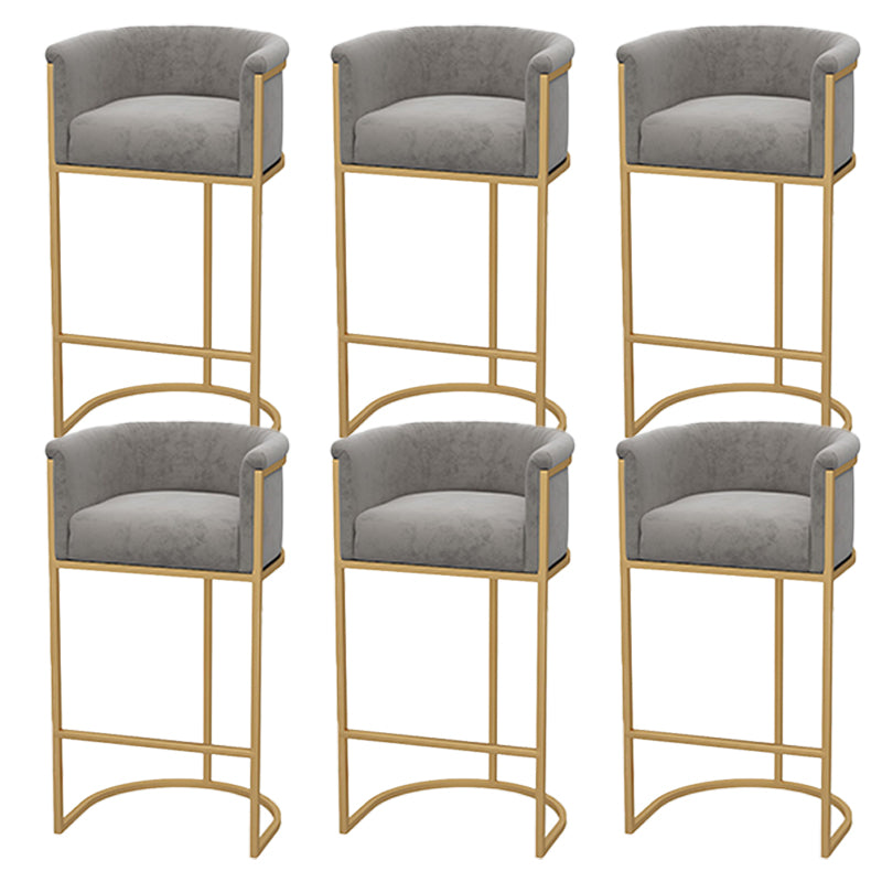 Upholstered Dining Stools Low Back Bar Stools with Metal Base Gray 6 Piece Set Clearhalo 'Bar Furniture' 'Bar Stools' 'bar_stools' 'furn' 'furn_bar_stools' 'Furniture' 'Kitchen & Dining Furniture' 6943274