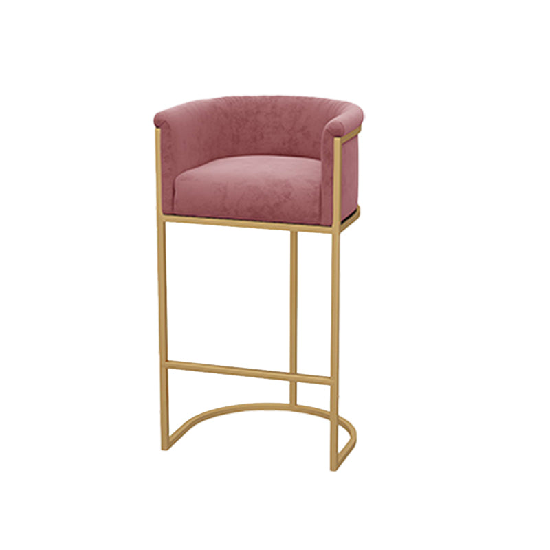 Upholstered Dining Stools Low Back Bar Stools with Metal Base Pink 1 Piece Clearhalo 'Bar Furniture' 'Bar Stools' 'bar_stools' 'furn' 'furn_bar_stools' 'Furniture' 'Kitchen & Dining Furniture' 6943278