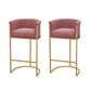 Upholstered Dining Stools Low Back Bar Stools with Metal Base Pink 2 Piece Set Clearhalo 'Bar Furniture' 'Bar Stools' 'bar_stools' 'furn' 'furn_bar_stools' 'Furniture' 'Kitchen & Dining Furniture' 6943279
