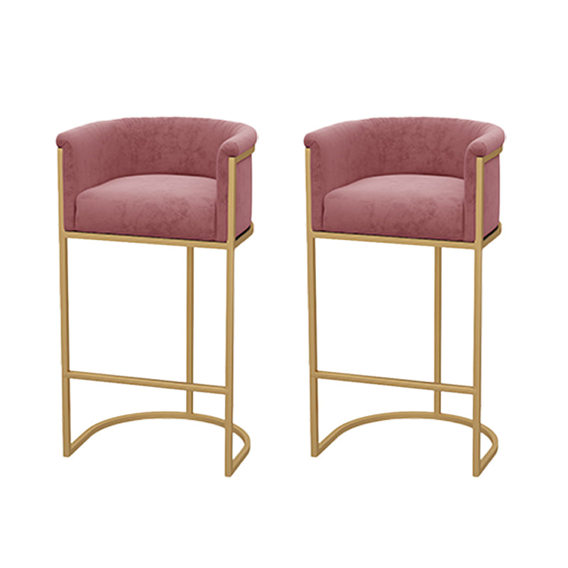 Upholstered Dining Stools Low Back Bar Stools with Metal Base Pink 2 Piece Set Clearhalo 'Bar Furniture' 'Bar Stools' 'bar_stools' 'furn' 'furn_bar_stools' 'Furniture' 'Kitchen & Dining Furniture' 6943279