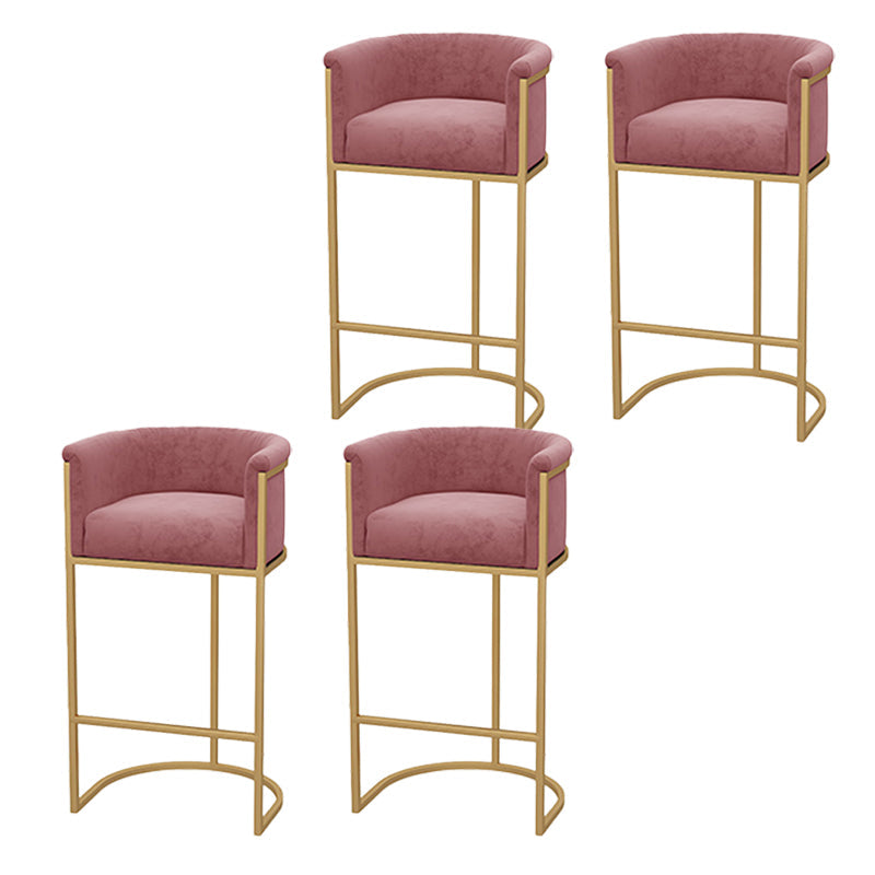 Upholstered Dining Stools Low Back Bar Stools with Metal Base Pink 4 Piece Set Clearhalo 'Bar Furniture' 'Bar Stools' 'bar_stools' 'furn' 'furn_bar_stools' 'Furniture' 'Kitchen & Dining Furniture' 6943282