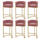 Upholstered Dining Stools Low Back Bar Stools with Metal Base Pink 6 Piece Set Clearhalo 'Bar Furniture' 'Bar Stools' 'bar_stools' 'furn' 'furn_bar_stools' 'Furniture' 'Kitchen & Dining Furniture' 6943284
