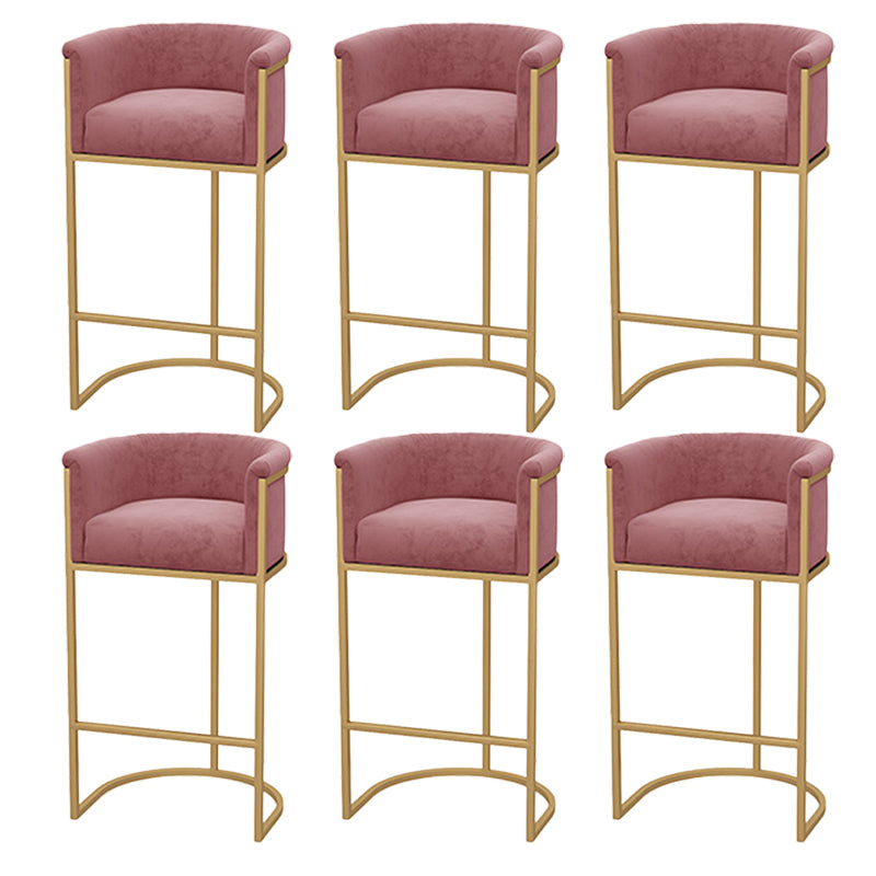 Upholstered Dining Stools Low Back Bar Stools with Metal Base Pink 6 Piece Set Clearhalo 'Bar Furniture' 'Bar Stools' 'bar_stools' 'furn' 'furn_bar_stools' 'Furniture' 'Kitchen & Dining Furniture' 6943284