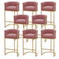 Upholstered Dining Stools Low Back Bar Stools with Metal Base Pink 8 Piece Set Clearhalo 'Bar Furniture' 'Bar Stools' 'bar_stools' 'furn' 'furn_bar_stools' 'Furniture' 'Kitchen & Dining Furniture' 6943285