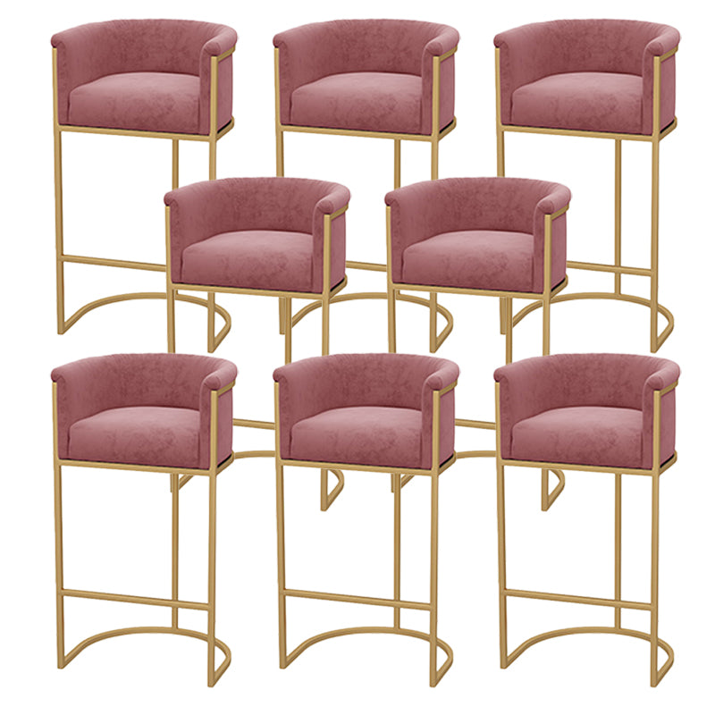 Upholstered Dining Stools Low Back Bar Stools with Metal Base Pink 8 Piece Set Clearhalo 'Bar Furniture' 'Bar Stools' 'bar_stools' 'furn' 'furn_bar_stools' 'Furniture' 'Kitchen & Dining Furniture' 6943285