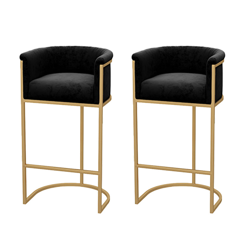 Upholstered Dining Stools Low Back Bar Stools with Metal Base Black 2 Piece Set Clearhalo 'Bar Furniture' 'Bar Stools' 'bar_stools' 'furn' 'furn_bar_stools' 'Furniture' 'Kitchen & Dining Furniture' 6943289