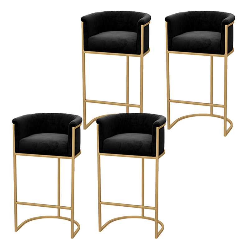 Upholstered Dining Stools Low Back Bar Stools with Metal Base Black 4 Piece Set Clearhalo 'Bar Furniture' 'Bar Stools' 'bar_stools' 'furn' 'furn_bar_stools' 'Furniture' 'Kitchen & Dining Furniture' 6943290
