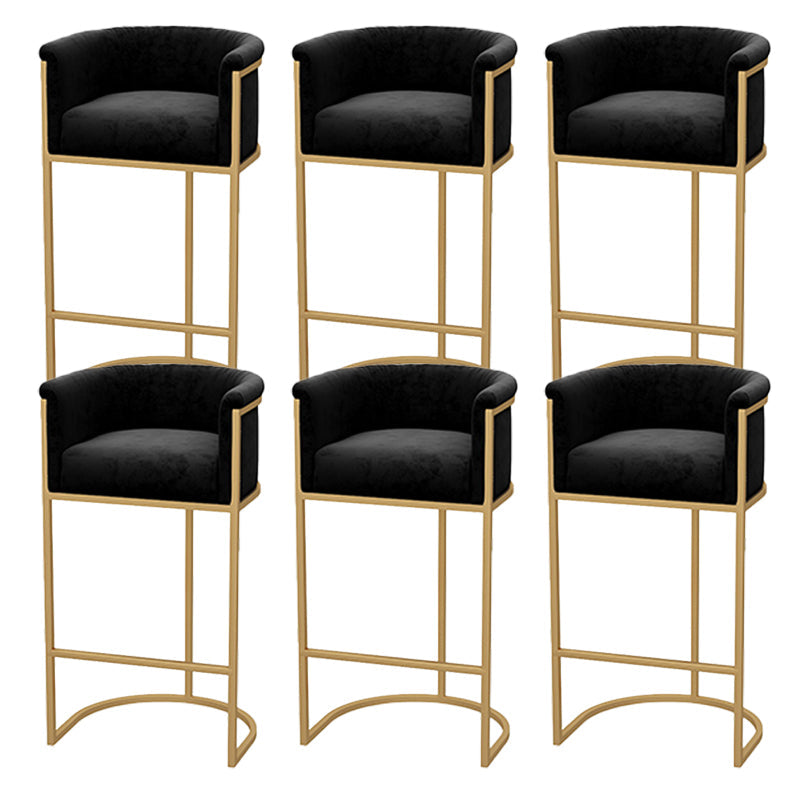 Upholstered Dining Stools Low Back Bar Stools with Metal Base Black 6 Piece Set Clearhalo 'Bar Furniture' 'Bar Stools' 'bar_stools' 'furn' 'furn_bar_stools' 'Furniture' 'Kitchen & Dining Furniture' 6943291