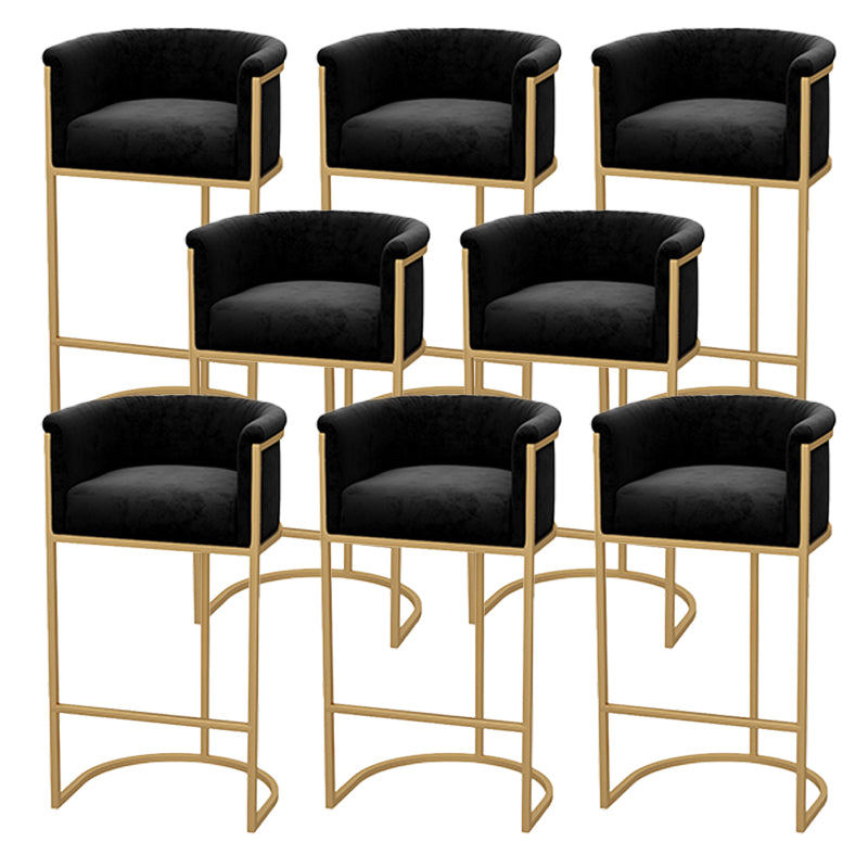 Upholstered Dining Stools Low Back Bar Stools with Metal Base Black 8 Piece Set Clearhalo 'Bar Furniture' 'Bar Stools' 'bar_stools' 'furn' 'furn_bar_stools' 'Furniture' 'Kitchen & Dining Furniture' 6943292