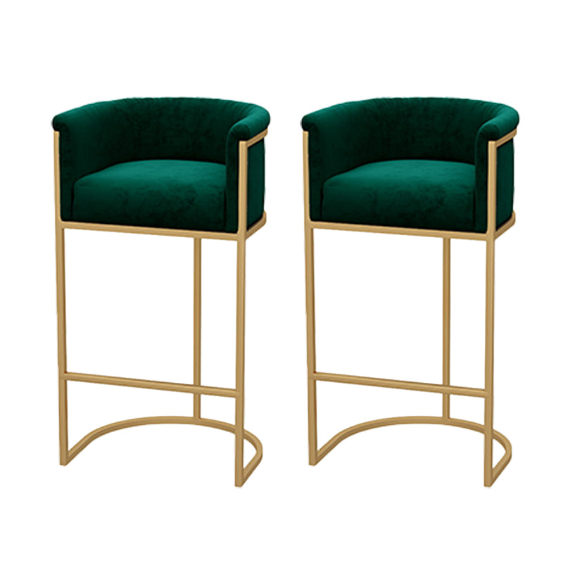 Upholstered Dining Stools Low Back Bar Stools with Metal Base Green 2 Piece Set Clearhalo 'Bar Furniture' 'Bar Stools' 'bar_stools' 'furn' 'furn_bar_stools' 'Furniture' 'Kitchen & Dining Furniture' 6943294