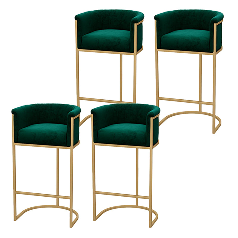 Upholstered Dining Stools Low Back Bar Stools with Metal Base Green 4 Piece Set Clearhalo 'Bar Furniture' 'Bar Stools' 'bar_stools' 'furn' 'furn_bar_stools' 'Furniture' 'Kitchen & Dining Furniture' 6943295