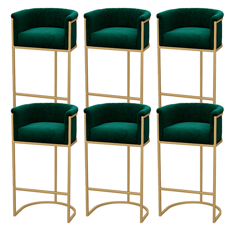 Upholstered Dining Stools Low Back Bar Stools with Metal Base Green 6 Piece Set Clearhalo 'Bar Furniture' 'Bar Stools' 'bar_stools' 'furn' 'furn_bar_stools' 'Furniture' 'Kitchen & Dining Furniture' 6943296