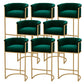 Upholstered Dining Stools Low Back Bar Stools with Metal Base Green 8 Piece Set Clearhalo 'Bar Furniture' 'Bar Stools' 'bar_stools' 'furn' 'furn_bar_stools' 'Furniture' 'Kitchen & Dining Furniture' 6943297