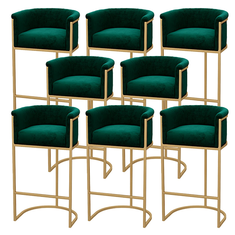 Upholstered Dining Stools Low Back Bar Stools with Metal Base Green 8 Piece Set Clearhalo 'Bar Furniture' 'Bar Stools' 'bar_stools' 'furn' 'furn_bar_stools' 'Furniture' 'Kitchen & Dining Furniture' 6943297