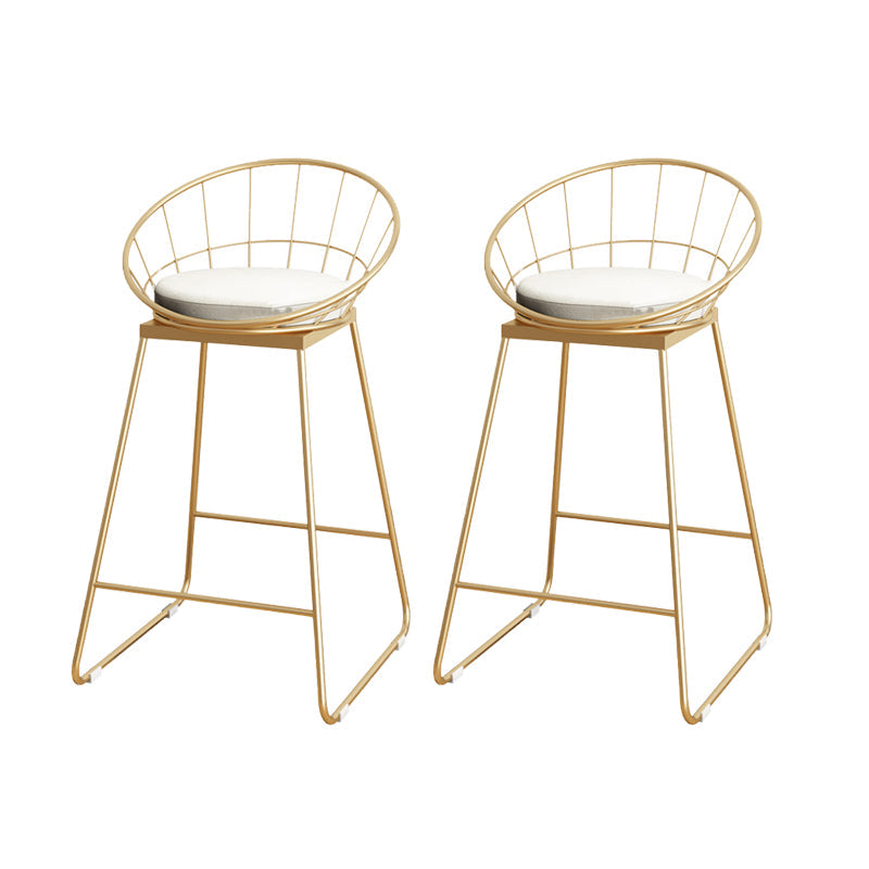 Upholstered Dining Stools Low Back Bar Stools with Metal Base White 2 Piece Set Counter Stool(26"H) Clearhalo 'Bar Furniture' 'Bar Stools' 'bar_stools' 'furn' 'furn_bar_stools' 'Furniture' 'Kitchen & Dining Furniture' 6943299