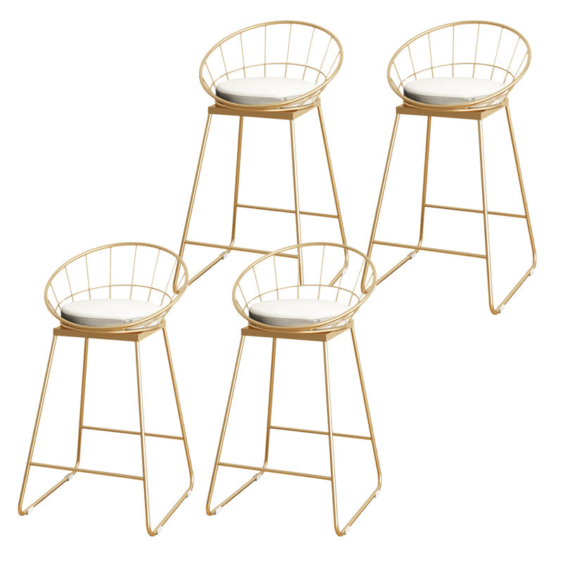 Upholstered Dining Stools Low Back Bar Stools with Metal Base White 4 Piece Set Counter Stool(26"H) Clearhalo 'Bar Furniture' 'Bar Stools' 'bar_stools' 'furn' 'furn_bar_stools' 'Furniture' 'Kitchen & Dining Furniture' 6943300