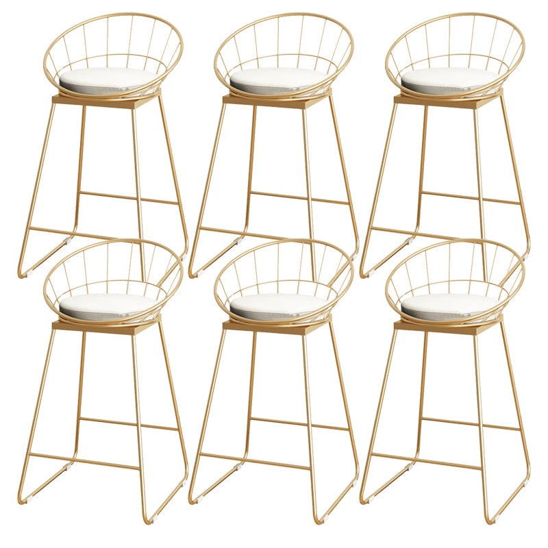 Upholstered Dining Stools Low Back Bar Stools with Metal Base White 6 Piece Set Counter Stool(26"H) Clearhalo 'Bar Furniture' 'Bar Stools' 'bar_stools' 'furn' 'furn_bar_stools' 'Furniture' 'Kitchen & Dining Furniture' 6943301