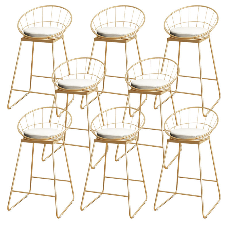 Upholstered Dining Stools Low Back Bar Stools with Metal Base White 8 Piece Set Counter Stool(26"H) Clearhalo 'Bar Furniture' 'Bar Stools' 'bar_stools' 'furn' 'furn_bar_stools' 'Furniture' 'Kitchen & Dining Furniture' 6943302