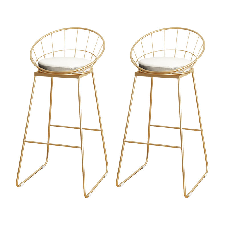 Upholstered Dining Stools Low Back Bar Stools with Metal Base White 2 Piece Set Bar Stool(30"H) Clearhalo 'Bar Furniture' 'Bar Stools' 'bar_stools' 'furn' 'furn_bar_stools' 'Furniture' 'Kitchen & Dining Furniture' 6943304