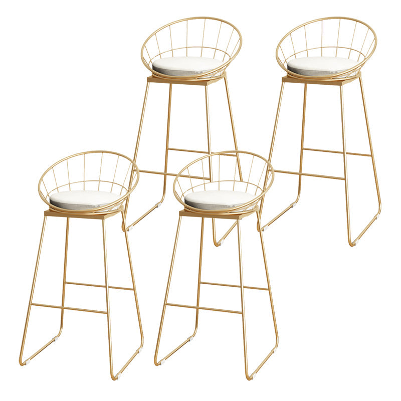 Upholstered Dining Stools Low Back Bar Stools with Metal Base White 4 Piece Set Bar Stool(30"H) Clearhalo 'Bar Furniture' 'Bar Stools' 'bar_stools' 'furn' 'furn_bar_stools' 'Furniture' 'Kitchen & Dining Furniture' 6943305