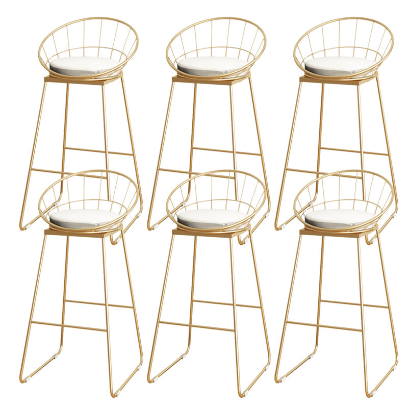 Upholstered Dining Stools Low Back Bar Stools with Metal Base White 6 Piece Set Bar Stool(30"H) Clearhalo 'Bar Furniture' 'Bar Stools' 'bar_stools' 'furn' 'furn_bar_stools' 'Furniture' 'Kitchen & Dining Furniture' 6943306