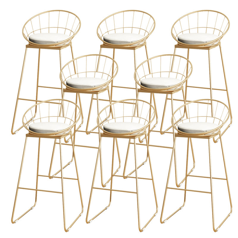 Upholstered Dining Stools Low Back Bar Stools with Metal Base White 8 Piece Set Bar Stool(30"H) Clearhalo 'Bar Furniture' 'Bar Stools' 'bar_stools' 'furn' 'furn_bar_stools' 'Furniture' 'Kitchen & Dining Furniture' 6943307