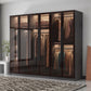 Modern Glass Hinged Doors Wardrobe Armoire Wood Frame Wardrobe with Shelves without Light