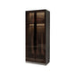 Modern Glass Hinged Doors Wardrobe Armoire Wood Frame Wardrobe with Shelves without Light