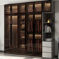 Modern Glass Hinged Doors Wardrobe Armoire Wood Frame Wardrobe with Shelves without Light