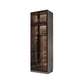 Modern Glass Hinged Doors Wardrobe Armoire Wood Frame Wardrobe with Shelves without Light