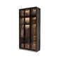 Modern Glass Hinged Doors Wardrobe Armoire Wood Frame Wardrobe with Shelves without Light