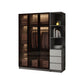 Modern Glass Hinged Doors Wardrobe Armoire Wood Frame Wardrobe with Shelves without Light