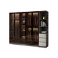 Modern Glass Hinged Doors Wardrobe Armoire Wood Frame Wardrobe with Shelves without Light