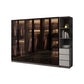 Modern Glass Hinged Doors Wardrobe Armoire Wood Frame Wardrobe with Shelves without Light