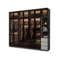 Modern Glass Hinged Doors Wardrobe Armoire Wood Frame Wardrobe with Shelves without Light